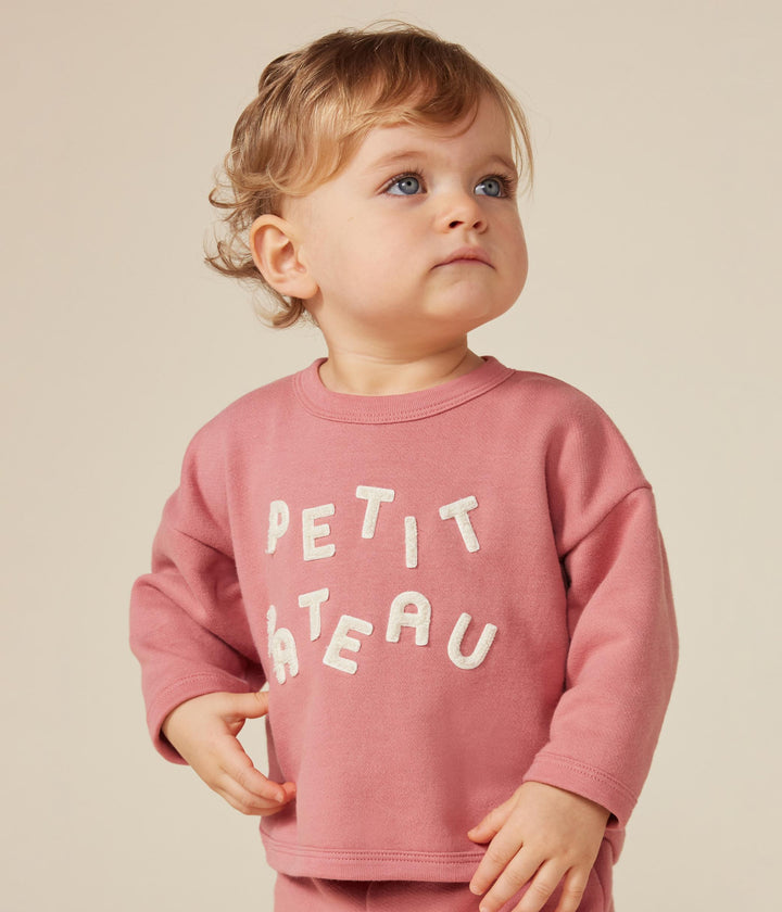 Maglia in tessuto felpato rosa A0B6Y 02 PETIT BATEAU 