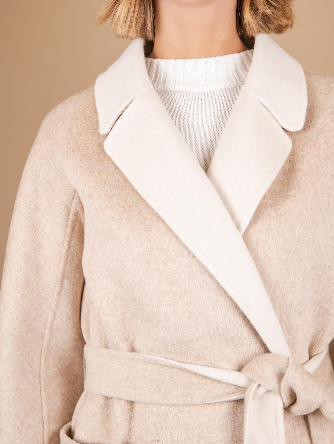 CAPPOTTO REVERSIBILE IN MISTO LANA BEIGE E PANNA 862D BEIGE/PANNA ANDREA MORANDO 