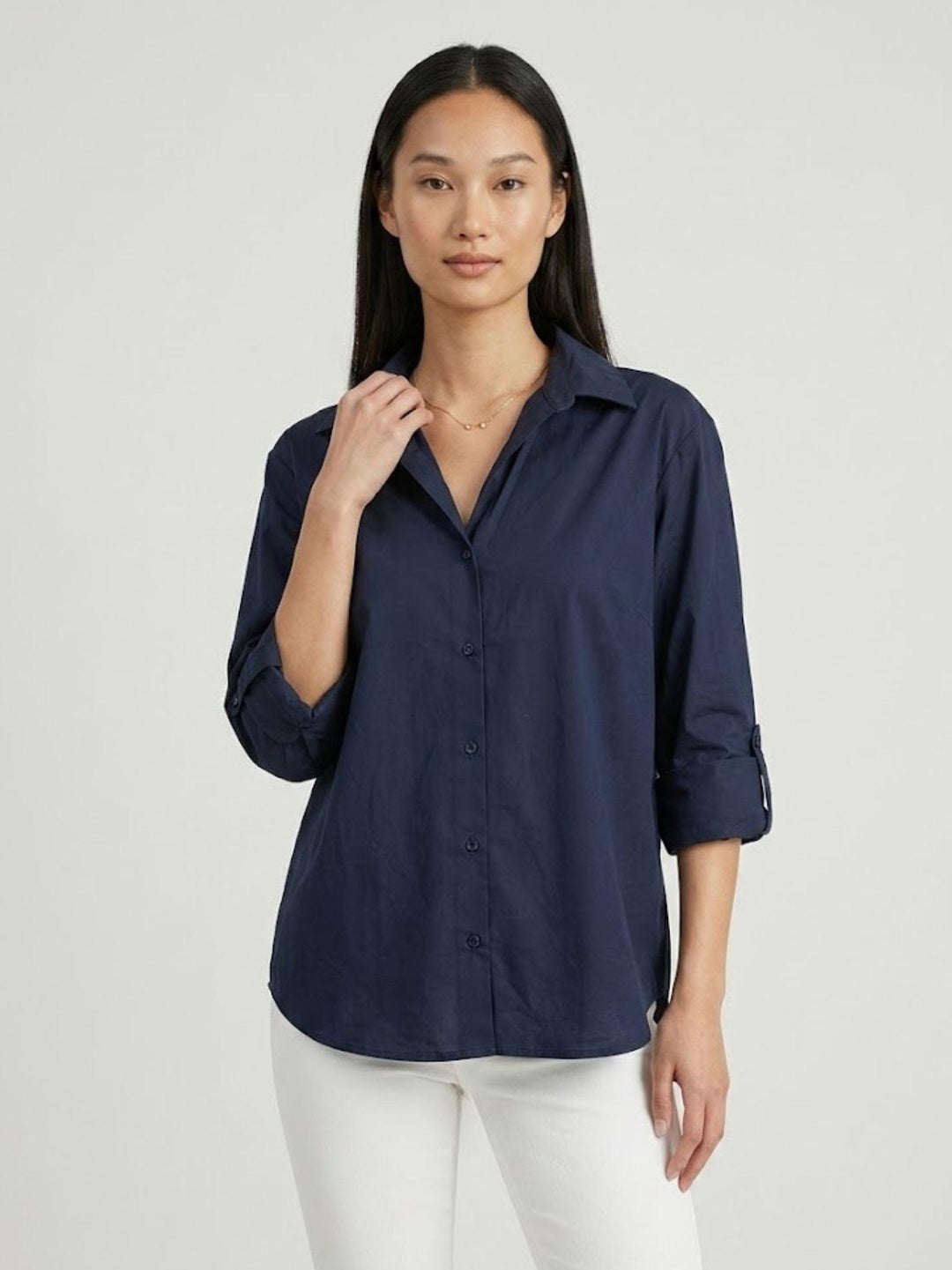 Camicia over in cotone navy M796/221 1 ANDREA MORANDO 