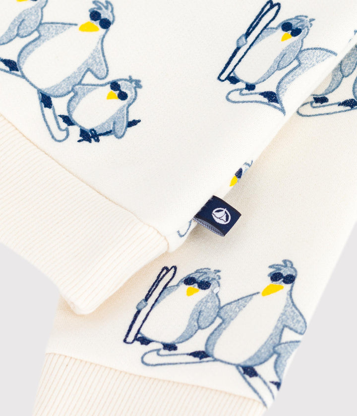 Felpa in cotone stampa pinguini A0EE5 01 PETIT BATEAU 