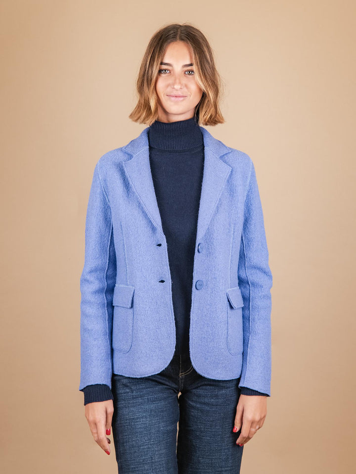 GIACCA SFODERATA IN LANA COTTA AZZURRA 2371574 082 ANDREA MORANDO 