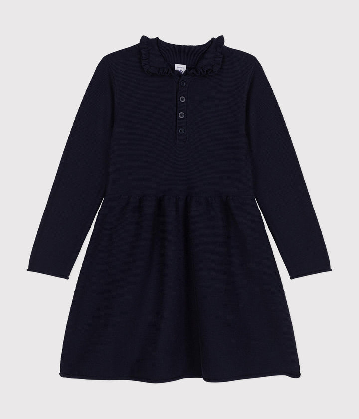 Abito a maniche lunghe in maglia blu A0B1W 01 PETIT BATEAU 