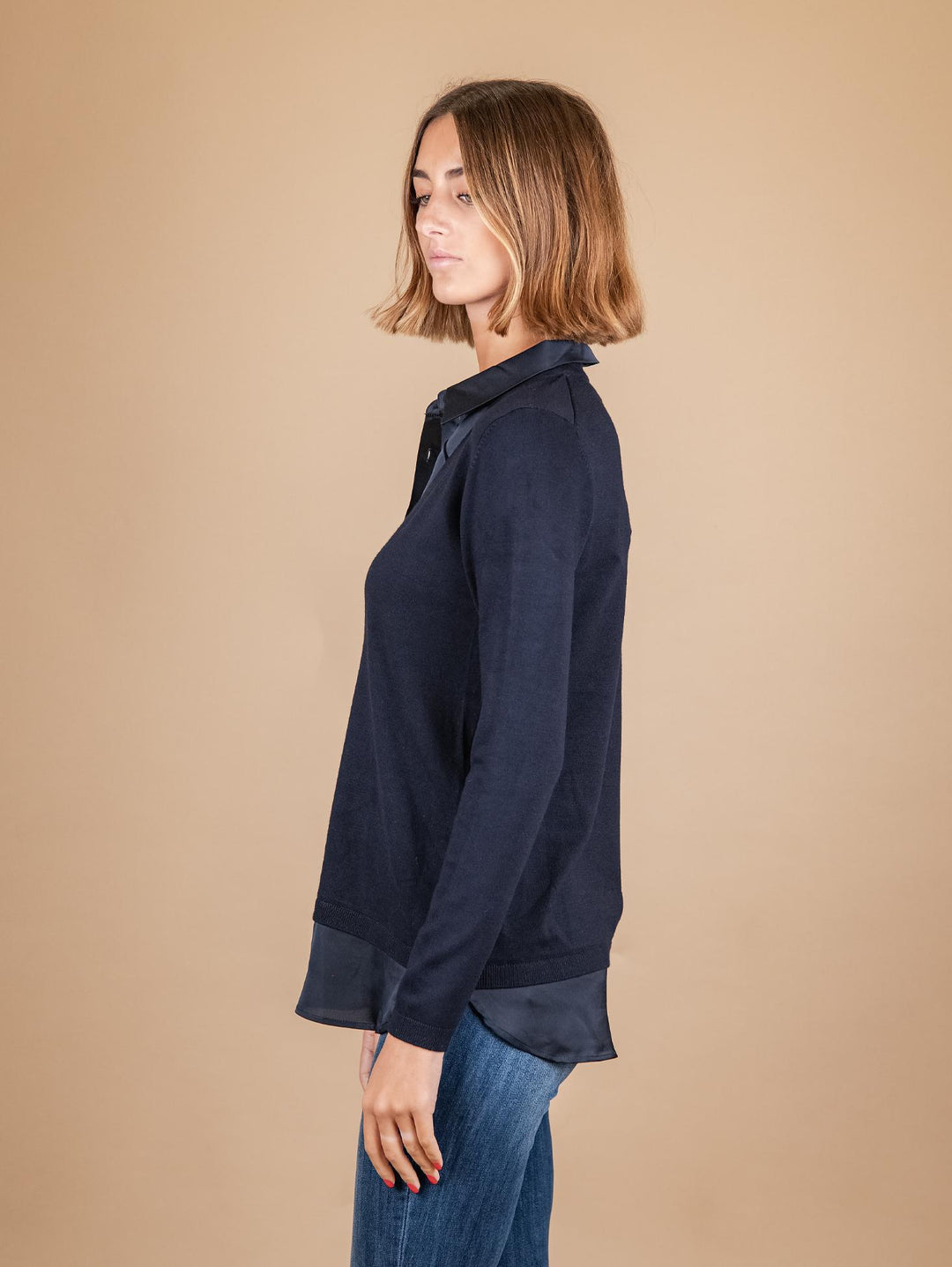MAGLIA CAMICIA 2 IN 1 BLU 2351000 089 ANDREA MORANDO 