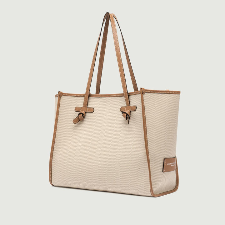 BORSA SHOPPING MARCELLA IN CANVAS BEIGE BS 6850/24PE WNDCHEV 13 GIANNI CHIARINI 