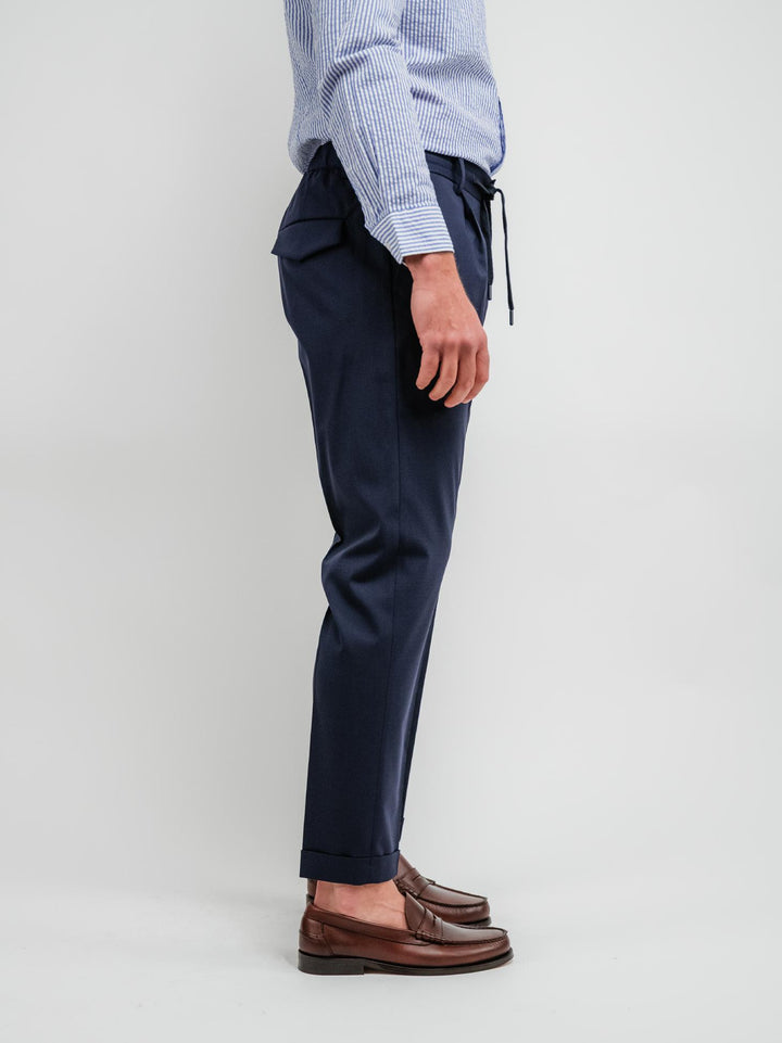 PANTALONE IN COTONE CON COULISSE BLU NAVY
