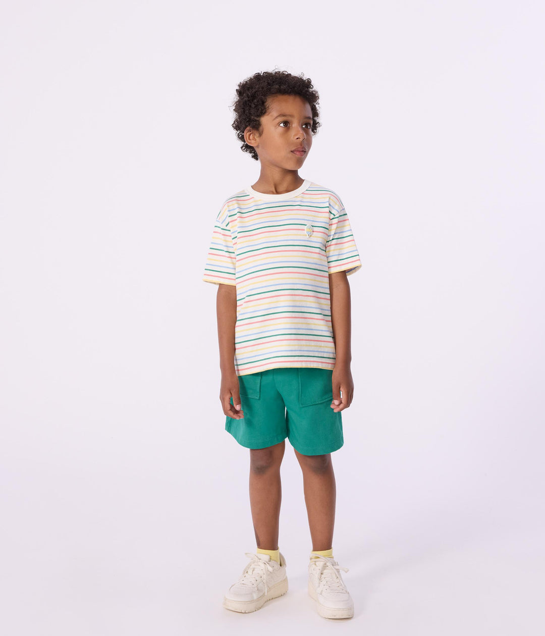 Marinière arcobaleno bambino con patch A0F66 01 PETIT BATEAU 