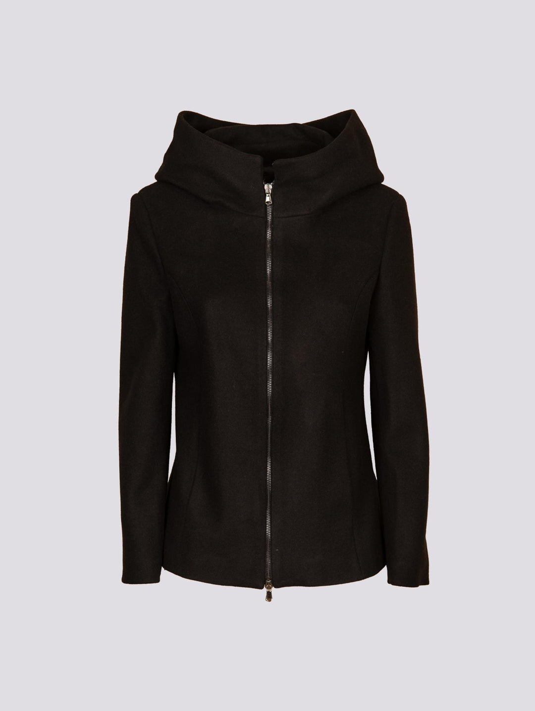 Giacca con zip e collo ampio in panno nero 9416CDH 99 ANDREA MORANDO 