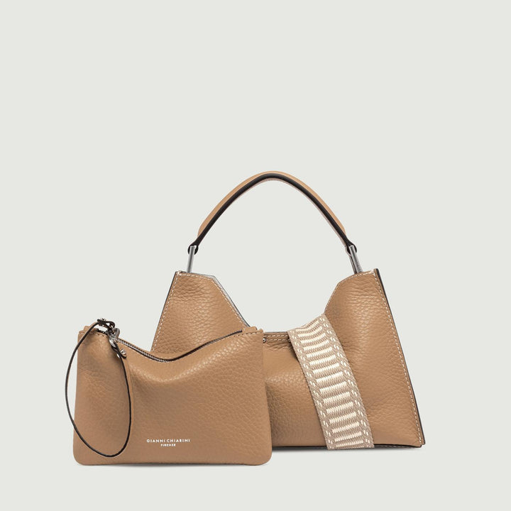 Borsa a spalla Aurora in pelle martellata nature-sabbia BS 10565 RNGDBL-NA 13450 GIANNI CHIARINI 