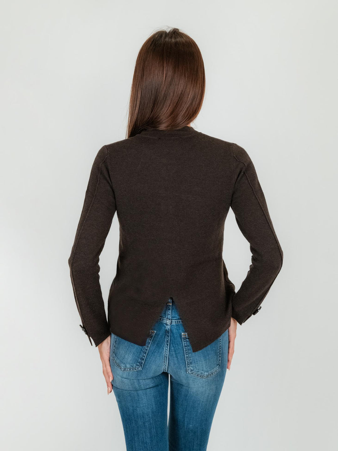 Giacca cardigan corto in lana marrone 245W1306 069 ANDREA MORANDO 