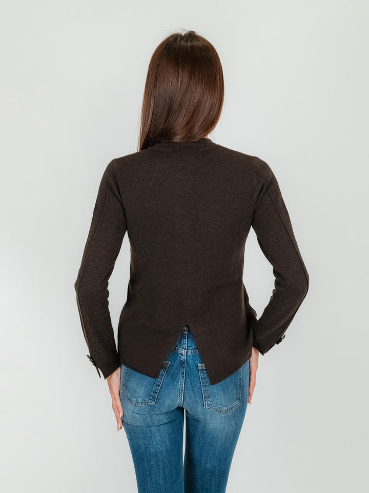Giacca cardigan corto in lana marrone 245W1306 069 ANDREA MORANDO 