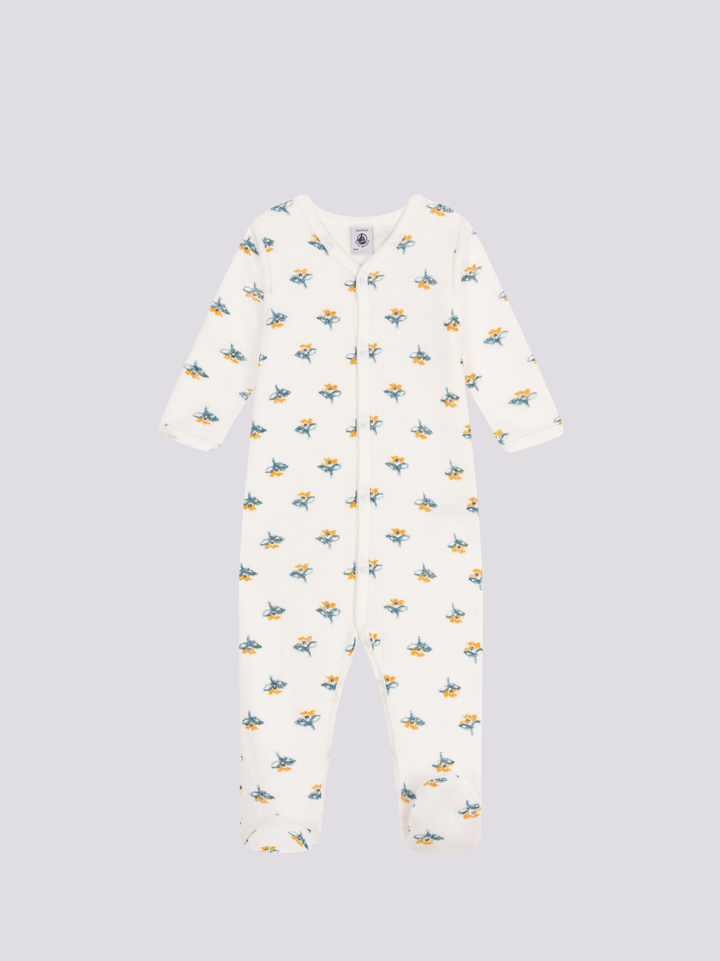 PIGIAMA IN TESSUTO FELPATO A FIORI A08E7 01 PETIT BATEAU 