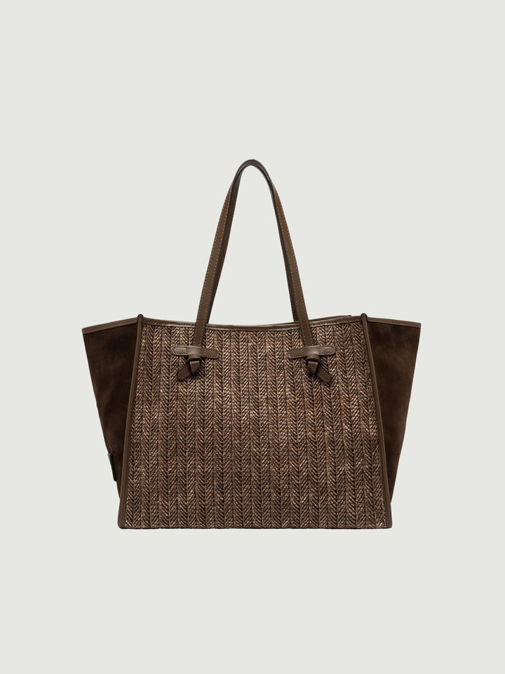 Shopping Marcella grande in paglia cioccolato BS 12360/COMM MDN 13840 GIANNI CHIARINI 