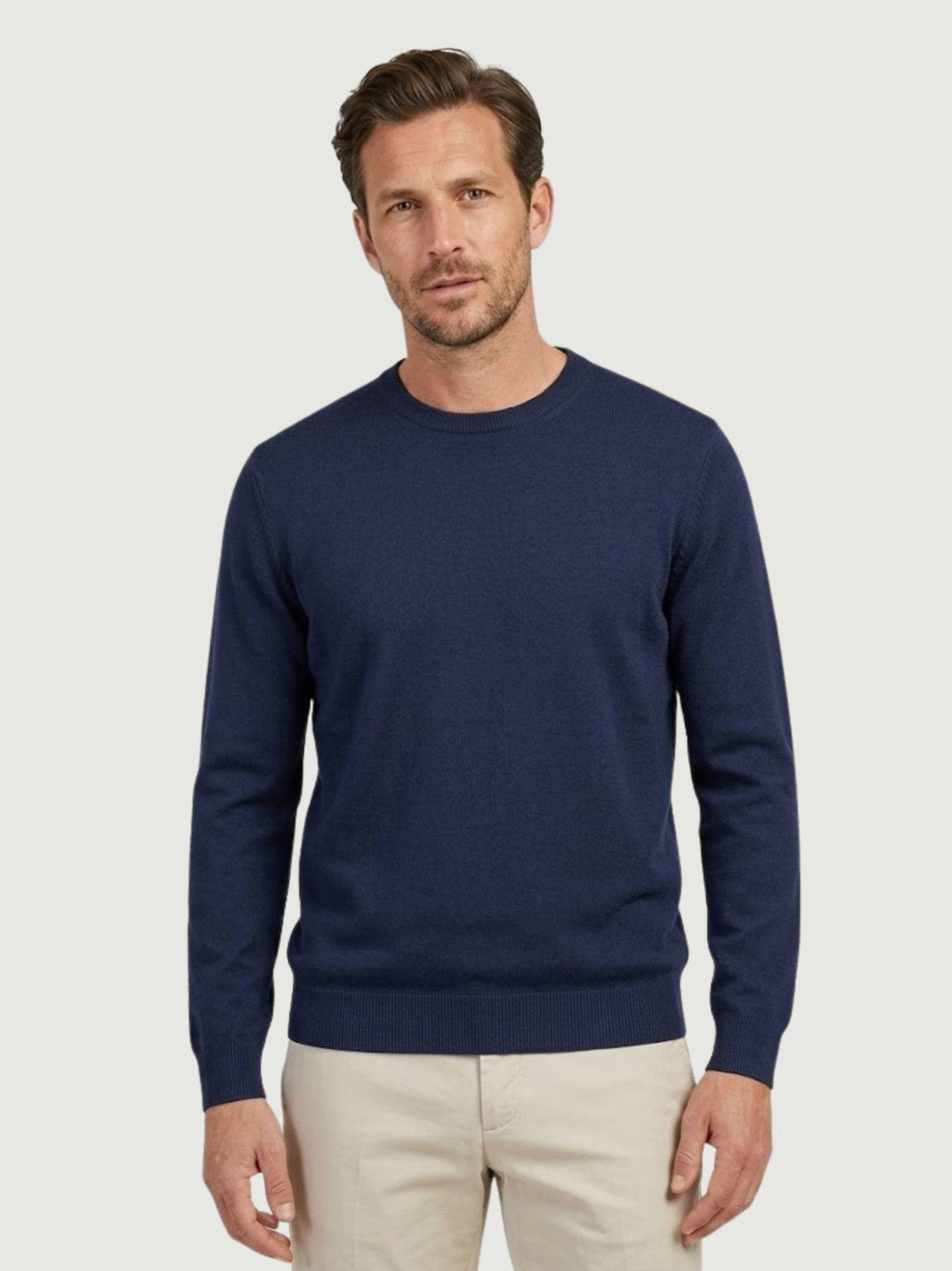Maglia con scollo rotondo in cotone blu 3700900 215 ANDREA MORANDO 