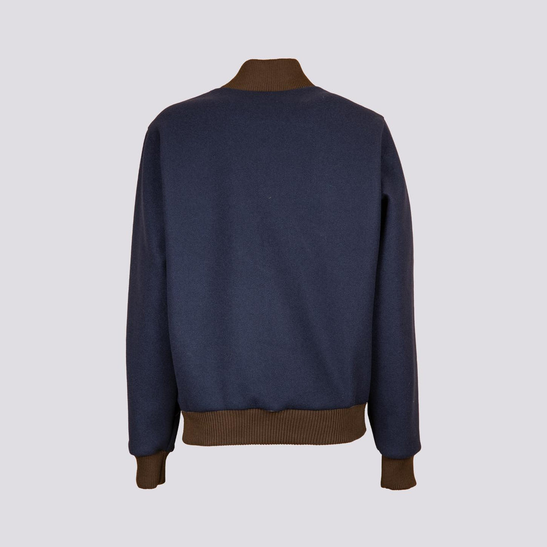 BOMBER CON PROFILI A CONTRASTO IN TESSUTO BLU RJ02 NAVY ANDREA MORANDO 