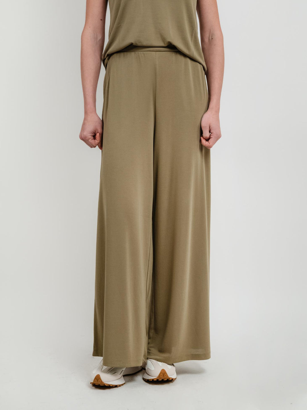 PANTALONI A PALAZZO KAKI 525LIXX517 KAKI ANDREA MORANDO 