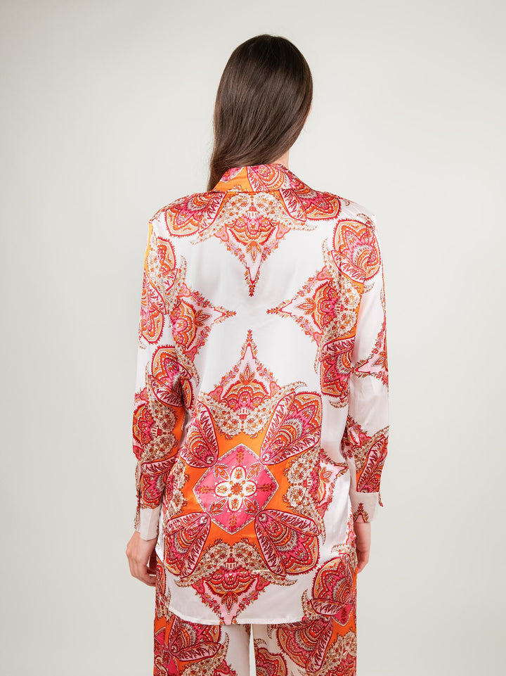 CAMICIA CAFTANO FANTASIA ROSA E BIANCO 1289 ROSA ANDREA MORANDO 