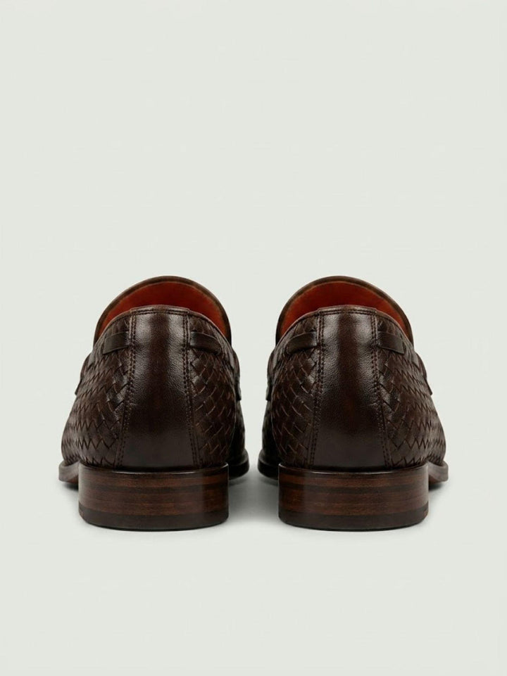 Mocassino Tassel Loafer in pelle intrecciata testa di moro 1840 CUOIO ANDREA MORANDO 