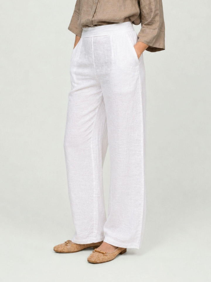Pantalone con pences in lino bianco 6PT02359 BIANCO ANDREA MORANDO 