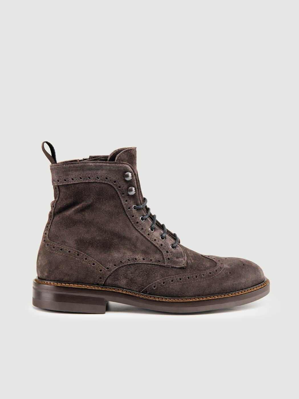 STIVALETTO STRINGATO CODA DI RONDINE SCAMOSCIATO ANTRACITE 1081MOSS PEPE ANDREA MORANDO 