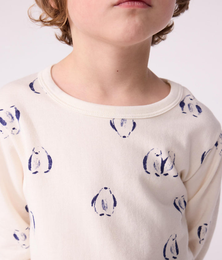 Pigiama bambino in tessuto felpato con pinguini stampati A0DS7 01 PETIT BATEAU 