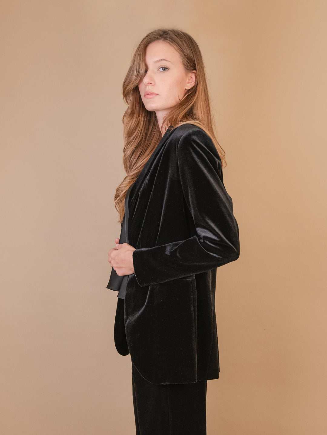 BLAZER APERTO IN VELLUTO NERO 1437/289 12 ANDREA MORANDO 