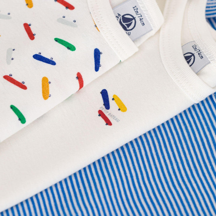 CONFEZIONE DA 3 BODY SKATE IN COTONE PER NEONATI A09YM 00 PETIT BATEAU 