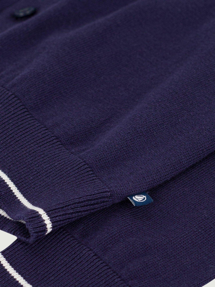 Cardigan scollo a V in cotone blu A0F0E 01 PETIT BATEAU 