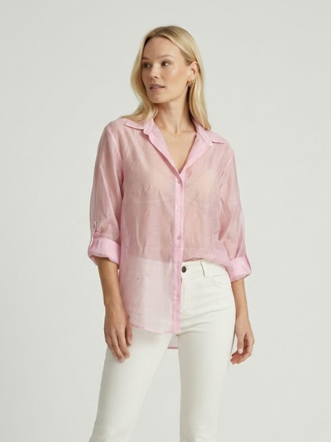 Camicia semitrasparente rosa pastello M796/071 87 ANDREA MORANDO 