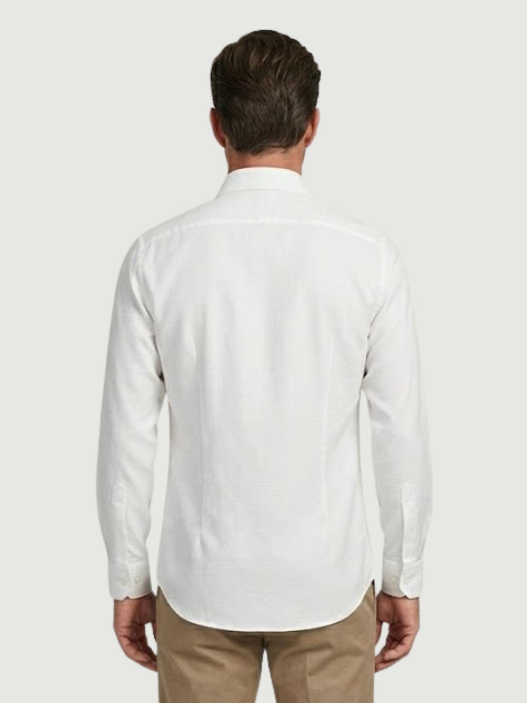 Camicia collo francese puntinata in cotone bianca slim DOMINGO/SLIM 1 ANDREA MORANDO 