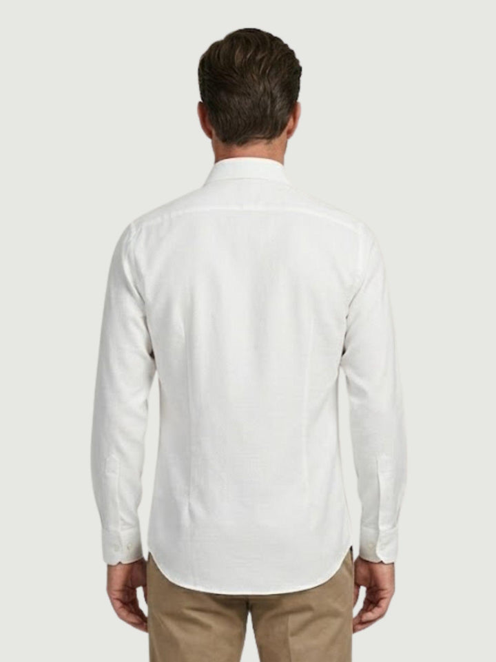 Camicia collo francese puntinata in cotone bianca slim DOMINGO/SLIM 1 ANDREA MORANDO 