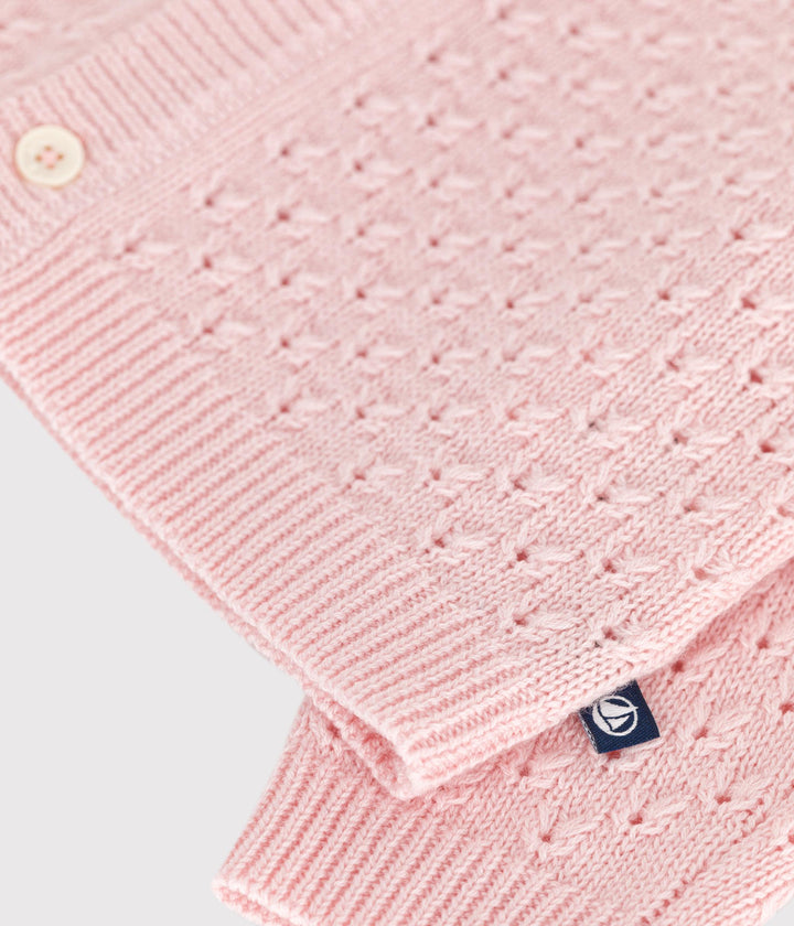 Cardigan in maglia di misto lana e cotone rosa A0DUB 01 PETIT BATEAU 