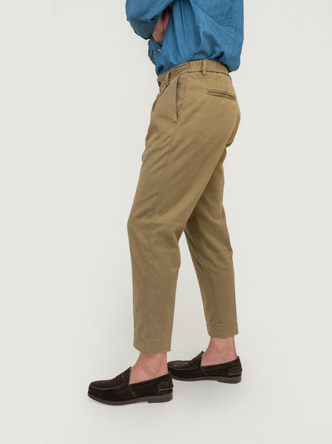 PANTALONE MISTO COTONE VERDE CON PINCES OF1S2S4P005M 138 ANDREA MORANDO 