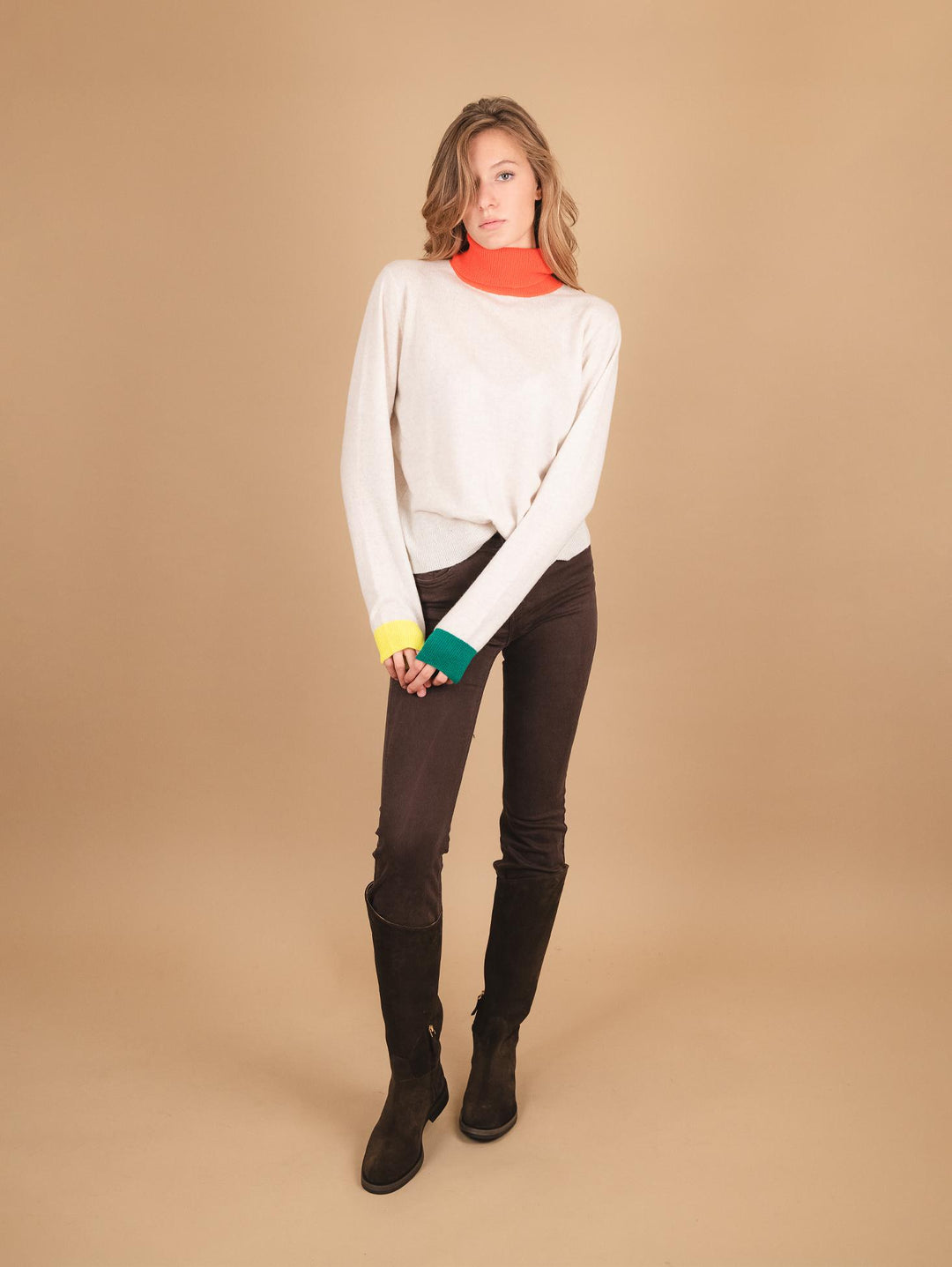 DOLCEVITA IN CASHMERE CON PROFILI MULTICOLOR "TELMA" TELMA POP NUAGE ABSOLUT CASHMERE 