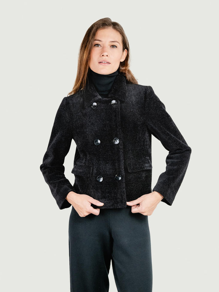 GIACCA DOPPIOPETTO IN VELLUTO NERO 565MASE413 00 ANDREA MORANDO 