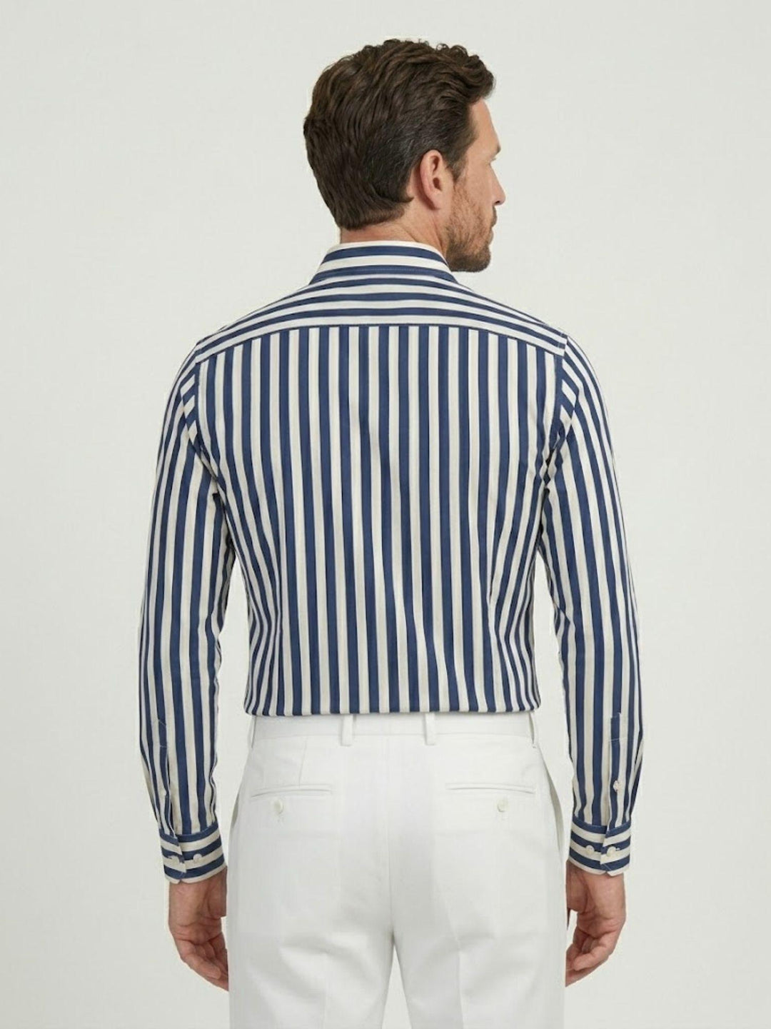 camicia no stiro a righe blu e bianche PA0021 7001 ANDREA MORANDO 