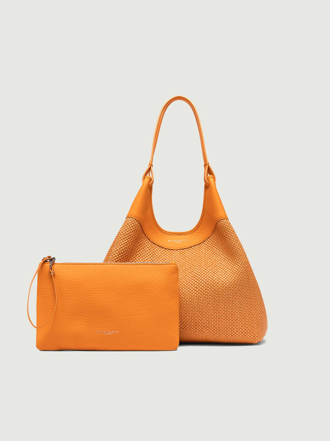 Borsa a spalla DUA in pelle intrecciata flame orange BS 10370/24PE CST-PL 13309 GIANNI CHIARINI 