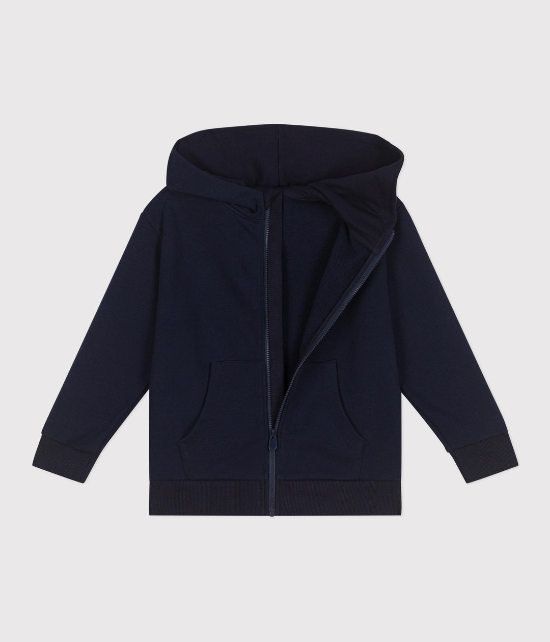 Felpa con cappuccio e cerniera in cotone tinta unita bambino A0CZC 03 PETIT BATEAU 