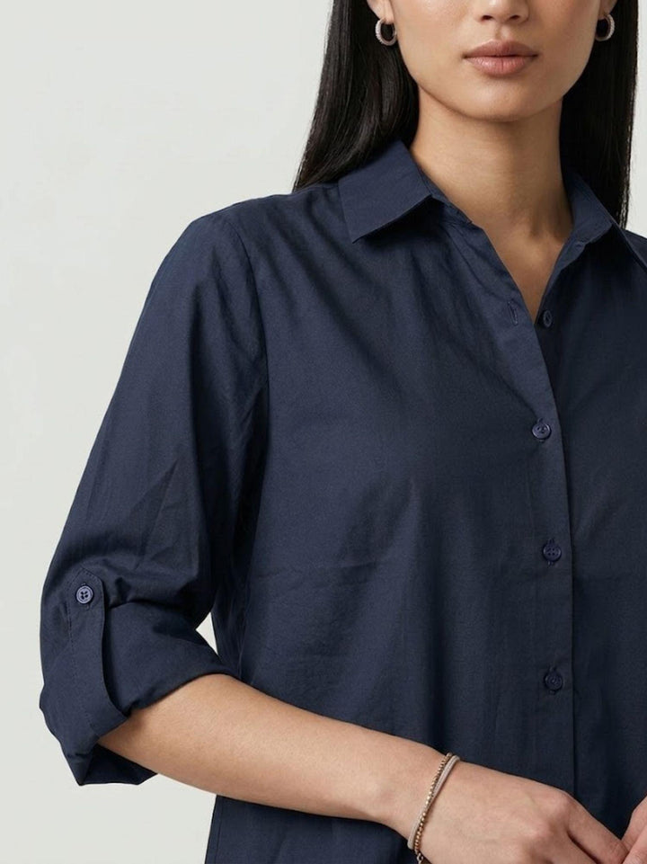 Camicia over in cotone navy M796/221 1 ANDREA MORANDO 