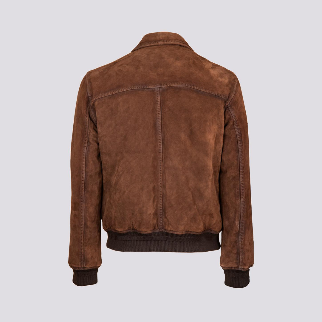 GIUBBOTTO IMBOTTITO IN CAMOSCIO MARRONE "OTTAWA" OTTA J24 JACK LEATHER 