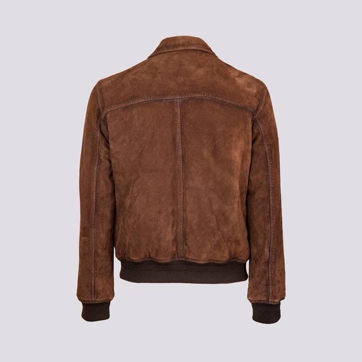 GIUBBOTTO IMBOTTITO IN CAMOSCIO MARRONE "OTTAWA" OTTA J24 JACK LEATHER 