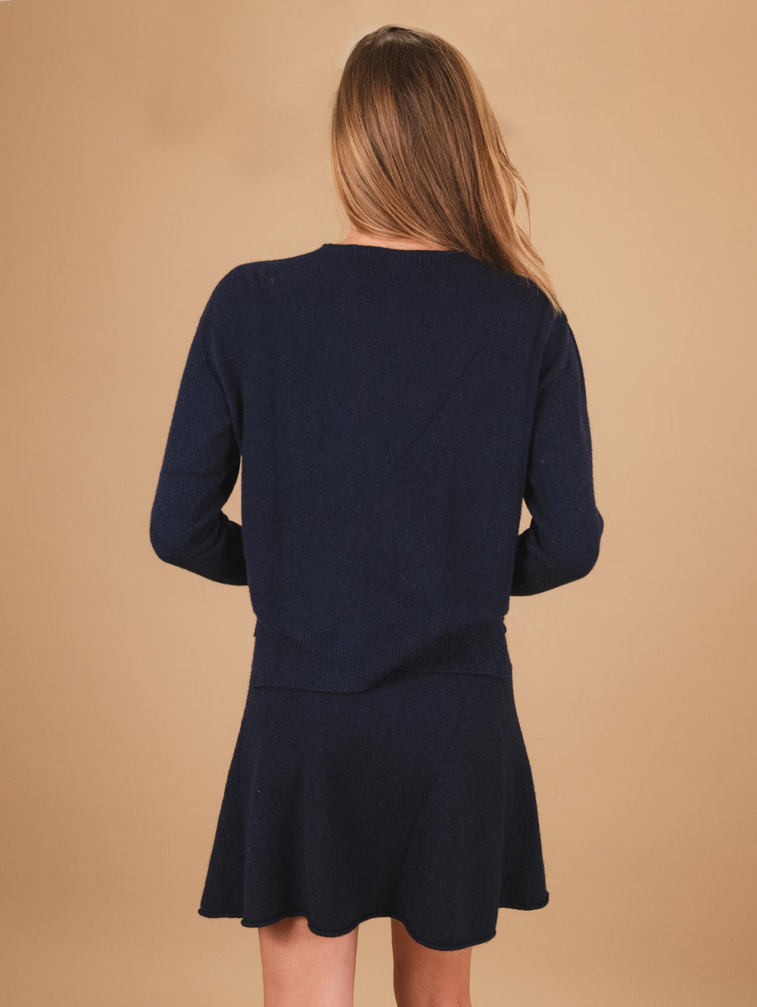 GIROCOLLO IN MAGLIA BLU CON MICRO SPACCHI LATERALI 0670/15 0115 BIMOR 