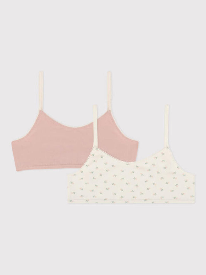 Confezione da 2 brassière ragazza in cotone ed elastam a fiori A079M 00 PETIT BATEAU 