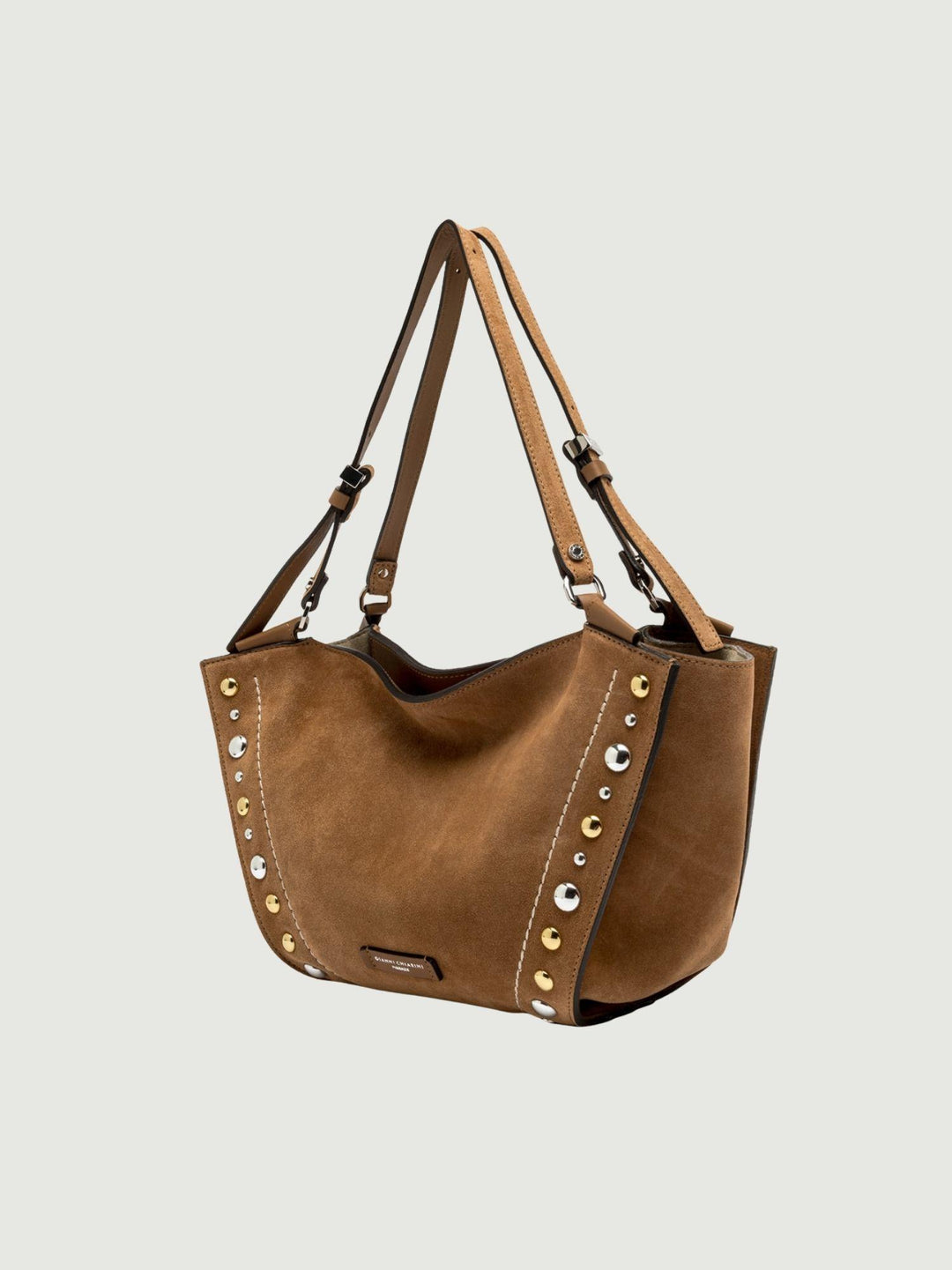 Borsa Bloom in camoscio caramel con borchie BS 12376 CMBRC 1478 GIANNI CHIARINI 