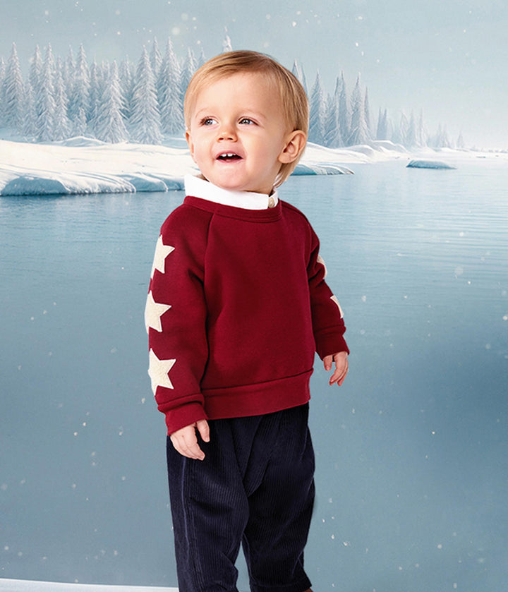 Felpa in cotone morbido e caldo con stelle stampate A0EDW 01 PETIT BATEAU 