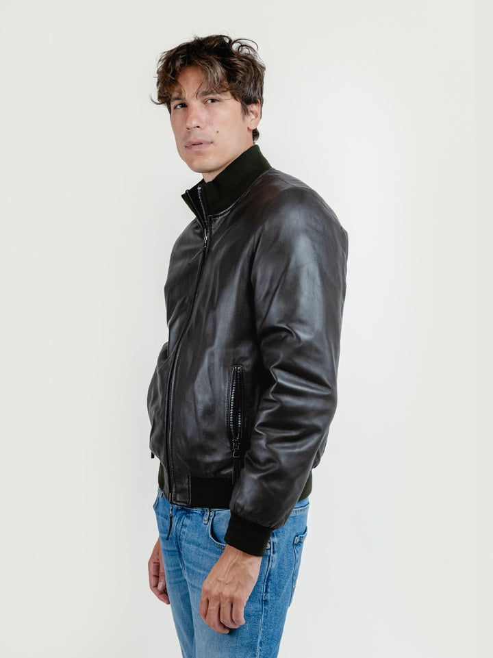 GIUBBOTTO IN PELLE REVERSIBILE IN NYLON DEREK SEAMLESS DEREK SEAMLESS 06 JACK LEATHER 
