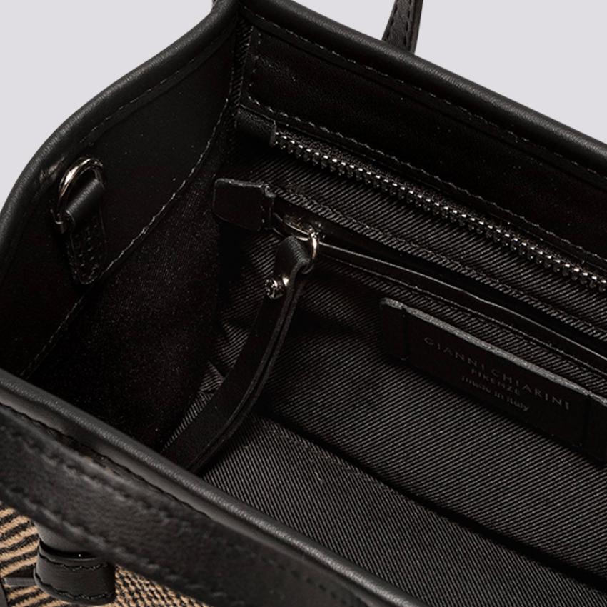 Borsa a mano Miss Marcella in tessuto spiga nero marrone BS 8065/23AI SPIGA 10313 GIANNI CHIARINI 