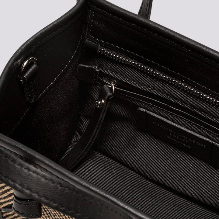 Borsa a mano Miss Marcella in tessuto spiga nero marrone BS 8065/23AI SPIGA 10313 GIANNI CHIARINI 