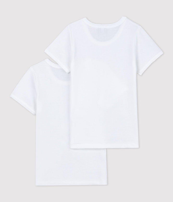 CONFEZIONE DA 2 T-SHIRT BIANCHE MANICA CORTA BAMBINA A01FY 00 PETIT BATEAU 
