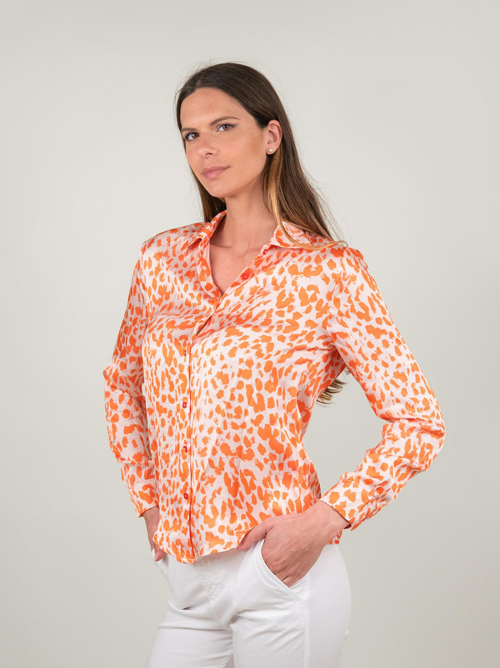 CAMICIA STAMPA ANIMALIER ARANCIO C244629 V1 ANDREA MORANDO 