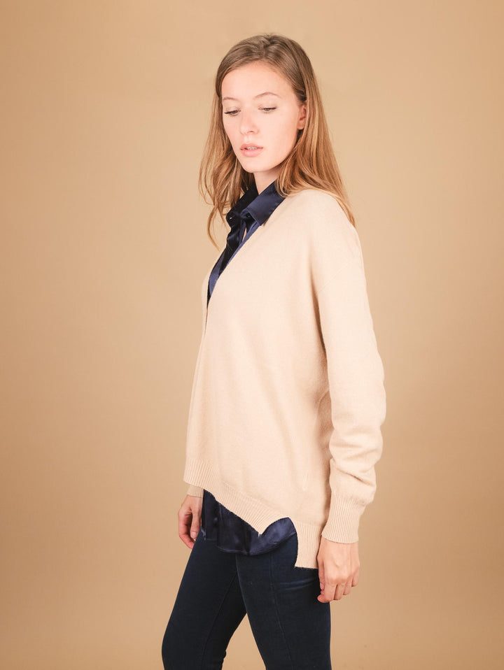 CARDIGAN OVER BEIGE CON BOTTONI IN MADREPERLA 0220/31 0234 BIMOR 